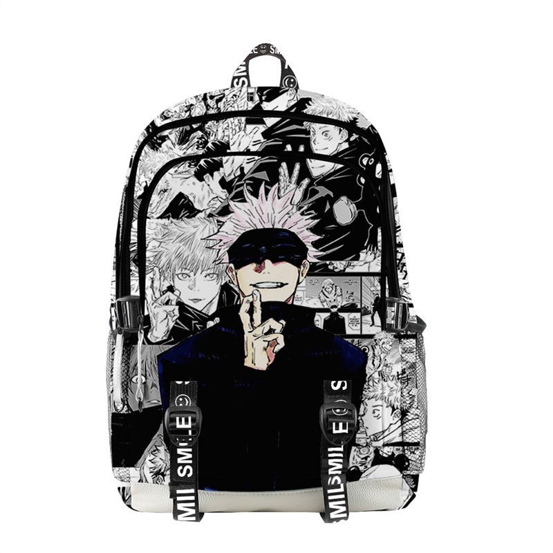 Manga Collage Backpack for Girls Boys Travel Rucksack Satoru Gojo Jujutsu Kaisen Itadori Megumi Anime Backpacks - Anime Kimono